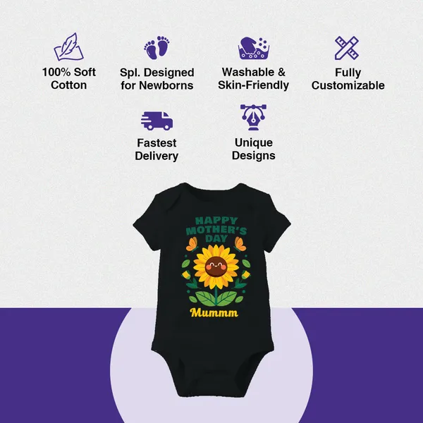 Black_Cotton_Happy_Mother'S_Day_Sunflower_Printed_Baby_Onesie