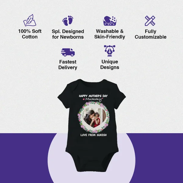 Black_Cotton_Custom_Photo_Print_Baby_Romper_For_Mother'S_Day