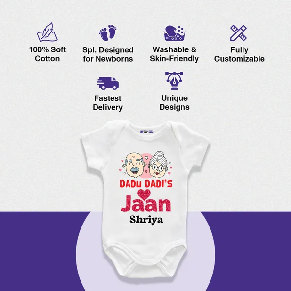 White_Cotton_Dadu_Dadi'S_Jaan_Customizable_Romper_For_Baby