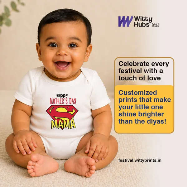 White_Cotton_Happy_Mother'S_Day_Super_Mama_Printed_Baby_Onesie