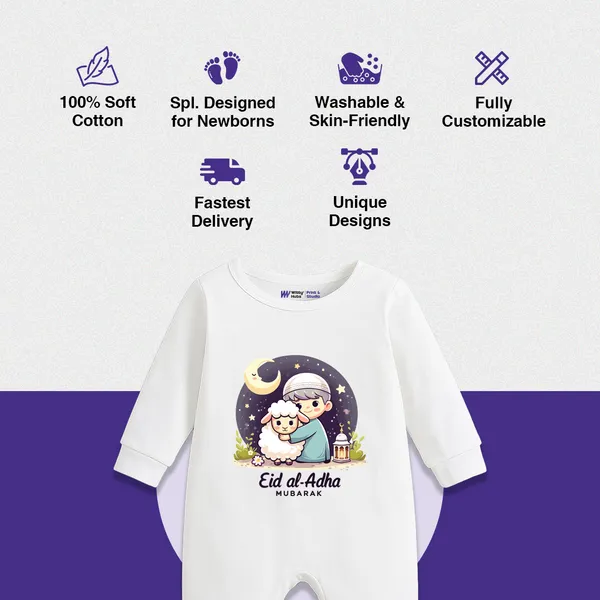 White_Eid_Al_Adha_Mubarak_Full_Sleeve_Romper_For_Baby