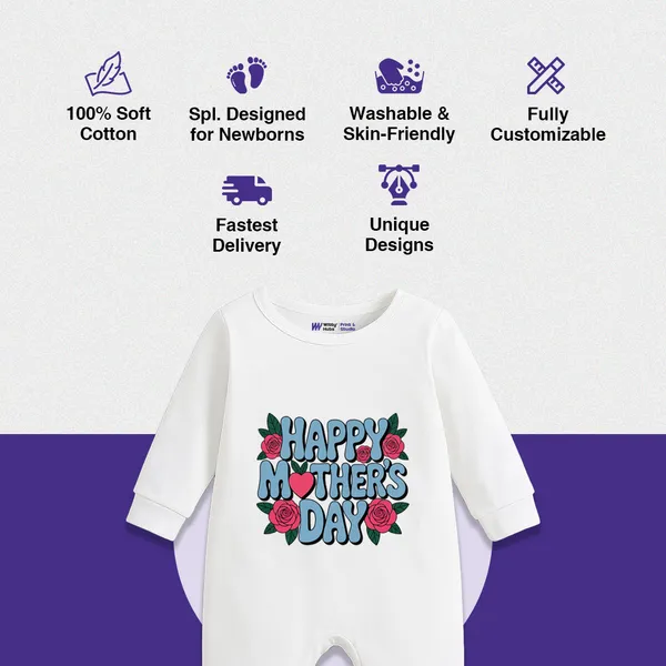 White_Cotton_Happy_Mother'S_Day_Romper_For_Baby