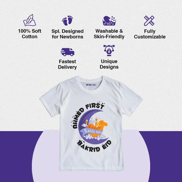 White_Cotton_Chand_First_Bakrid_Eid_Printed_T-Shirt_For_Kids