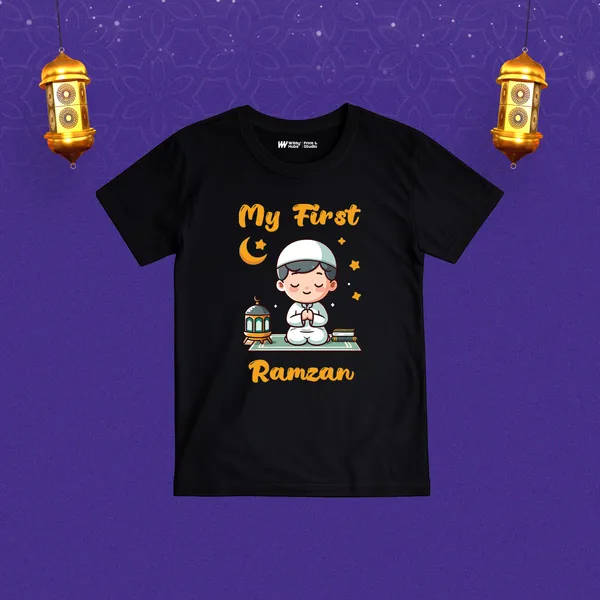 My_First_Ramzan_Black_Cotton_T-Shirt_For_Kids