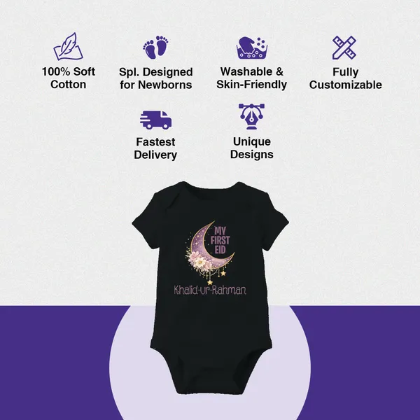 My_First_Eid_Personalized_Black_Cotton_Baby_Romper