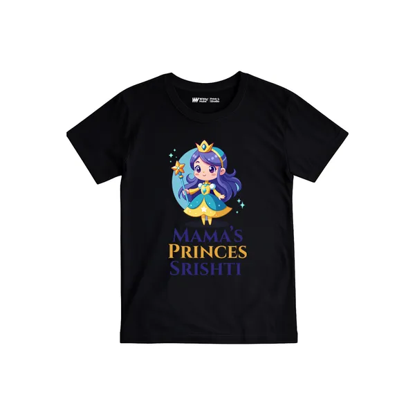 Customized_Black_Cotton_Mama'S_Prince_T-Shirt_For_Kids