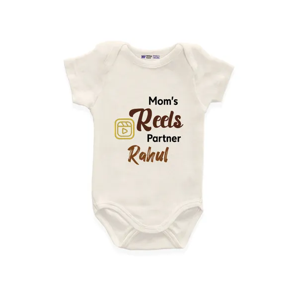 Cream_Cotton_Mom'S_Reels_Partner_Personalized_Onesie_For_Baby