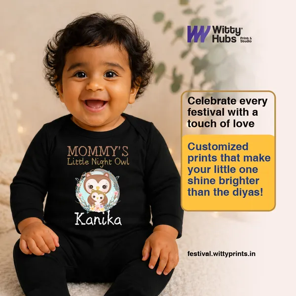Black_Cotton_Mommy'S_Little_Night_Owl_Printed_Romper_For_Baby