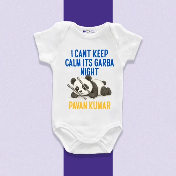 White_Cotton_I_Can'T_Keep_Calm_Garba_Night_Printed_Baby_Onesie