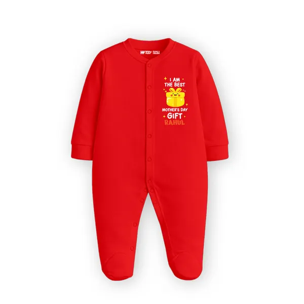 Red_Cotton_Romper_With_Mother'S_Day_Print_For_Newborns