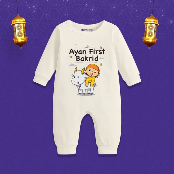 White_Cotton_Personalized_First_Bakrid_Romper_For_Baby