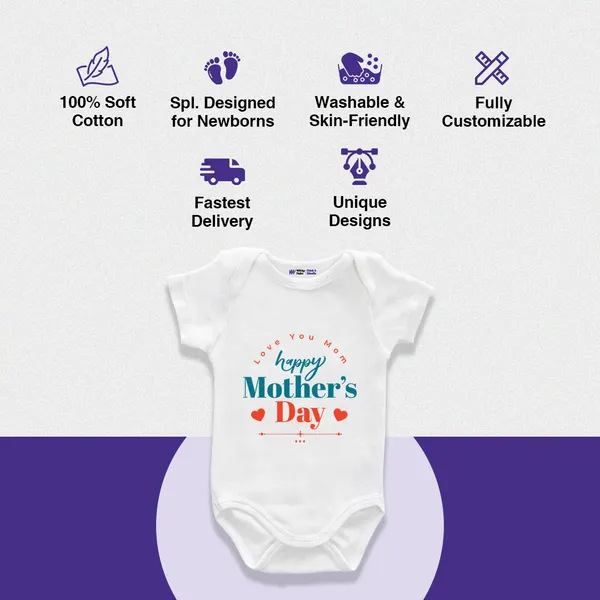 White_Cotton_Happy_Mother'S_Day_Printed_Romper_For_Baby
