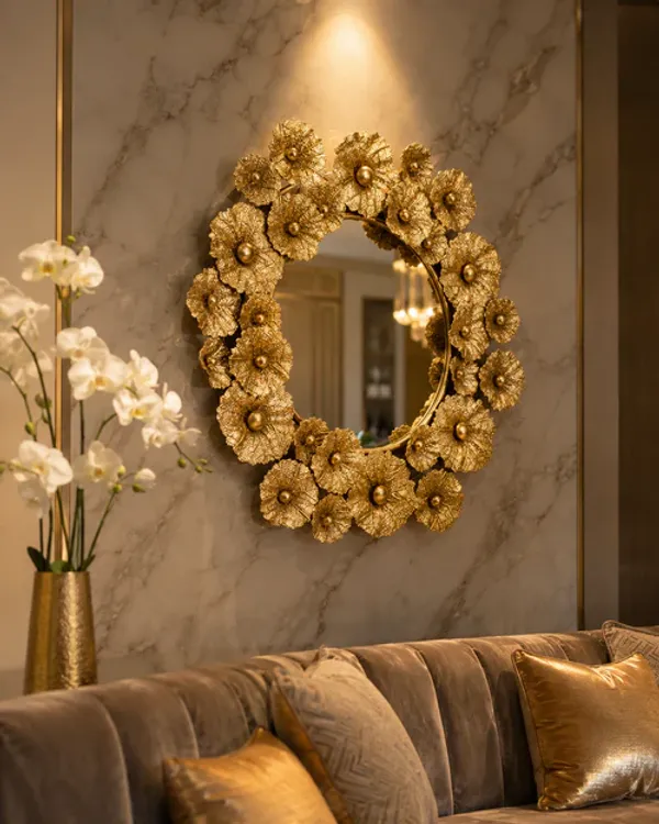 Flower_Designed_Metallic_Wall_Mirror