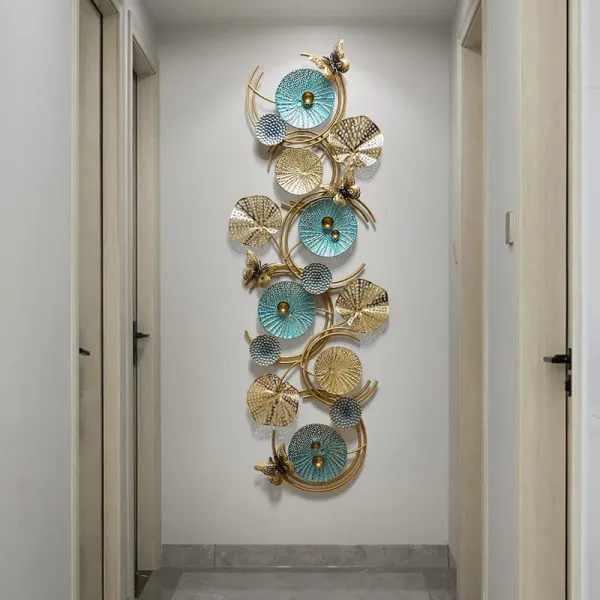 Teal_And_Gold_Metal_Wall_Art