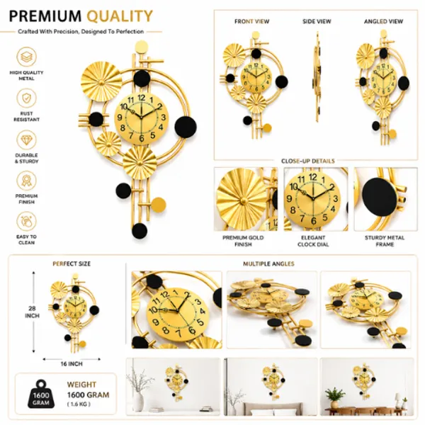 Golden_And_Black_Iron_Metal_Premium_Home_Decor_For_Wall_Clock