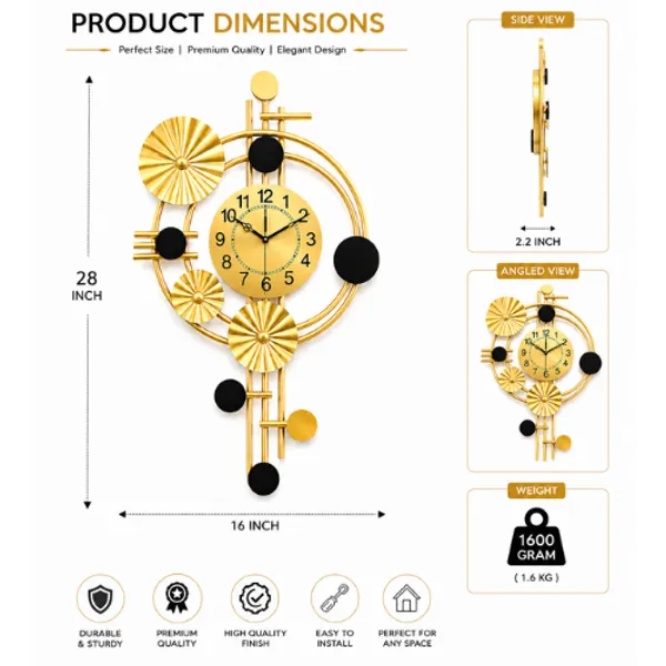 Golden_And_Black_Iron_Metal_Premium_Home_Decor_For_Wall_Clock