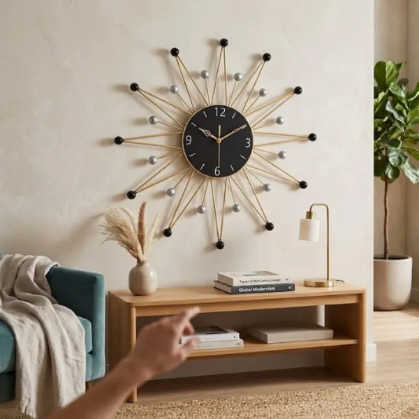 Golden_And_Black_Iron_Metal_Premium_Home_Decor_For_Wall_Clock