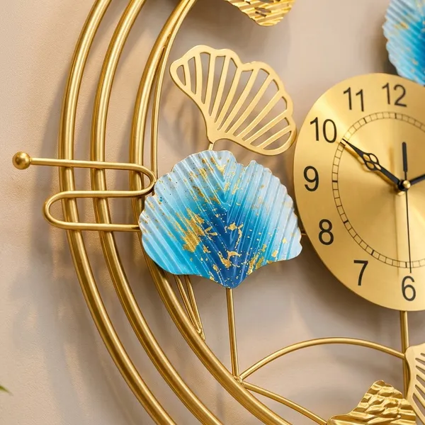 Golden_And_Blue_Iron_Metal_Premium_Home_Decor_For_Wall_Clock