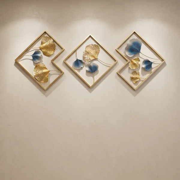 Golden_And_Blue_Iron_Metal_Premium_Home_Decor_For_Wall_Art_Set_of_3