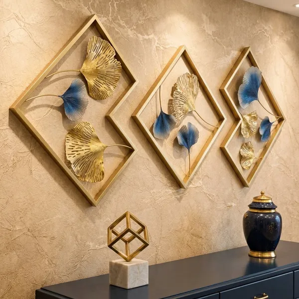 Golden_And_Blue_Iron_Metal_Premium_Home_Decor_For_Wall_Art_Set_of_3