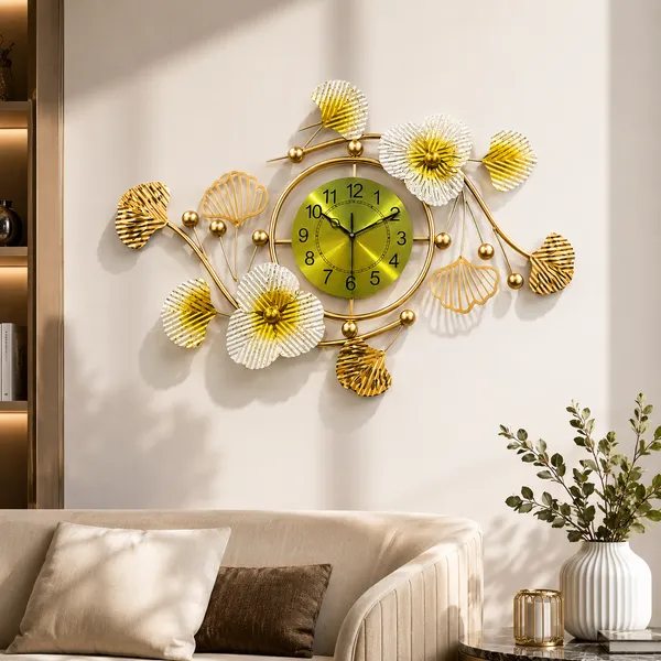 Luxury_Green_Dial_Metal_Wall_Clock_For_Living_Room_And_Gold_And_White_Floral_Decorative_Iron_Wall_Clock_And_Modern_Analog_Quartz_Wall_Hanging_And_Premium_Home_Décor_And_27_X_21_Cm_And_1600_G