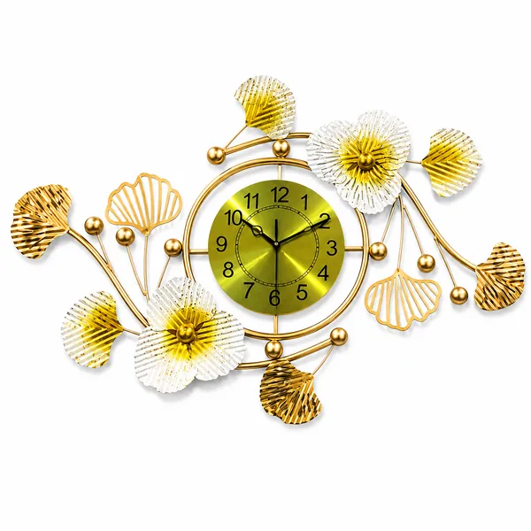 Luxury_Green_Dial_Metal_Wall_Clock_For_Living_Room_And_Gold_And_White_Floral_Decorative_Iron_Wall_Clock_And_Modern_Analog_Quartz_Wall_Hanging_And_Premium_Home_Décor_And_27_X_21_Cm_And_1600_G