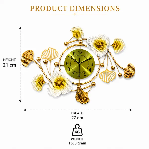 Luxury_Green_Dial_Metal_Wall_Clock_For_Living_Room_And_Gold_And_White_Floral_Decorative_Iron_Wall_Clock_And_Modern_Analog_Quartz_Wall_Hanging_And_Premium_Home_Décor_And_27_X_21_Cm_And_1600_G