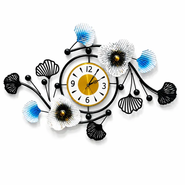 Modern_Black,_White_And_Blue_Floral_Metal_Wall_Clock_And_Luxury_Decorative_Wall_Clock_For_Living_Room,_Bedroom_And_Office