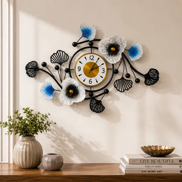Modern_Black,_White_And_Blue_Floral_Metal_Wall_Clock_And_Luxury_Decorative_Wall_Clock_For_Living_Room,_Bedroom_And_Office