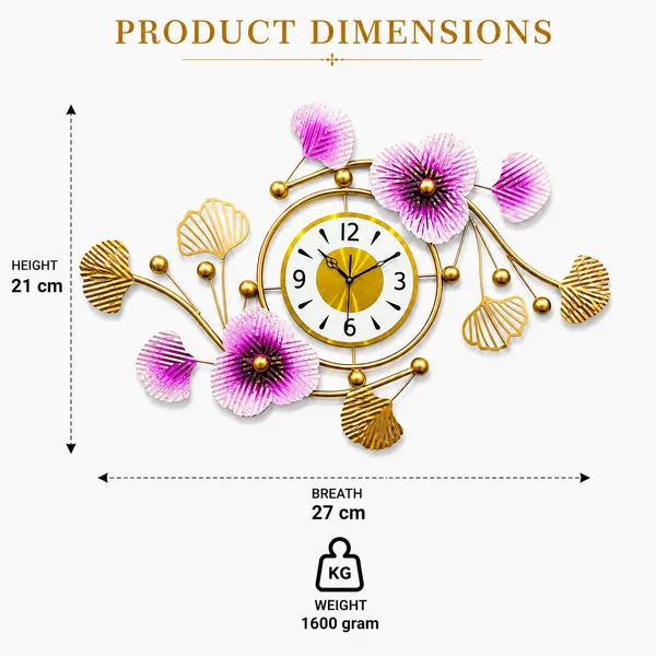 Luxury_Pink_Floral_Metal_Wall_Clock_For_Living_Room_And_Gold_Iron_Decorative_Analog_Quartz_Wall_Clock_And_Modern_Wall_Hanging_Home_Décor_And_White,_Pink_And_Gold_And_27_X_21_Cm_And_1600_G