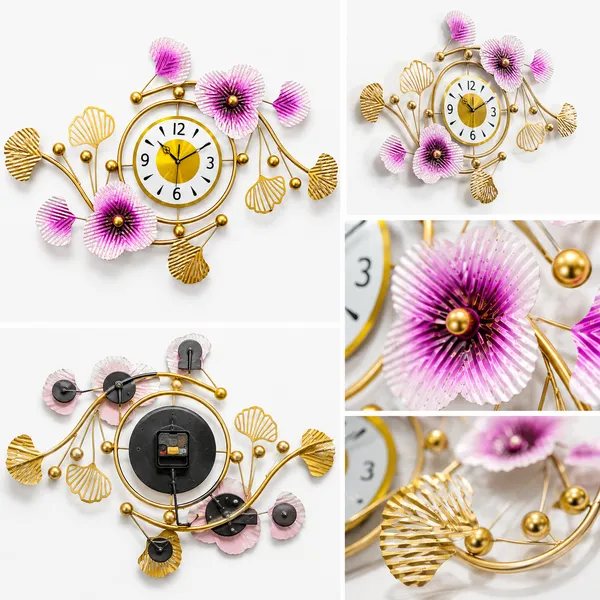 Luxury_Pink_Floral_Metal_Wall_Clock_For_Living_Room_And_Gold_Iron_Decorative_Analog_Quartz_Wall_Clock_And_Modern_Wall_Hanging_Home_Décor_And_White,_Pink_And_Gold_And_27_X_21_Cm_And_1600_G