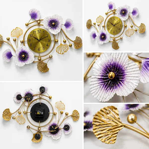 Luxury_Purple_Floral_Metal_Wall_Clock_For_Living_Room_And_Gold_Iron_Decorative_Analog_Quartz_Wall_Clock_And_Modern_Wall_Hanging_Home_Décor_And_Purple,_White_And_Gold_And_27_X_21_Cm_And_1600_G