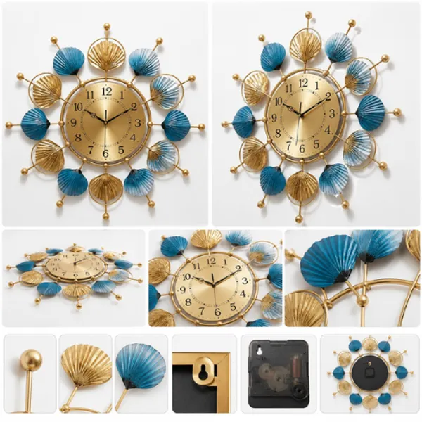 Golden_And_Blue_Iron_Metal_Premium_Home_Decor_For_Wall_Clock