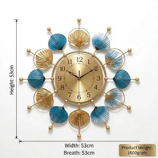 Golden_And_Blue_Iron_Metal_Premium_Home_Decor_For_Wall_Clock