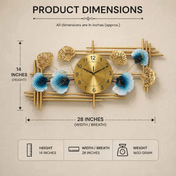 Golden_And_Blue_Iron_Metal_Premium_Home_Decor_For_Wall_Clock