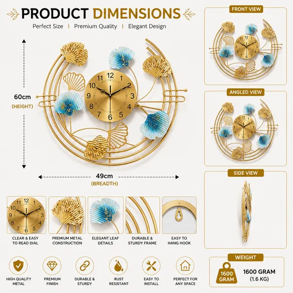 Golden_And_Blue_Iron_Metal_Premium_Home_Decor_For_Wall_Clock