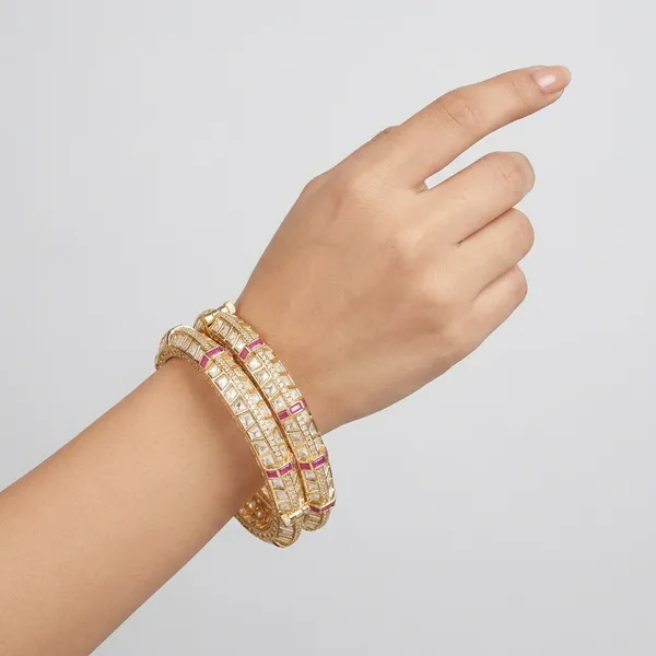 Gold_Plated_Kundan_And_Ruby_Studded_Bangles_Set_Of_2