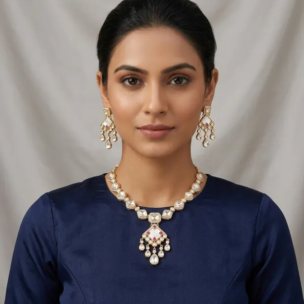 Polki_Diamond_Ruby_Necklace_Set_with_earings_for_Women