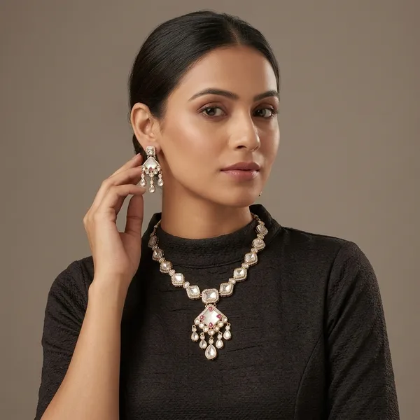 Polki_Diamond_Ruby_Necklace_Set_with_earings_for_Women