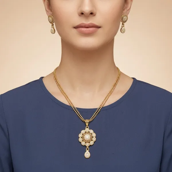 Gold_Plated_Floral_Pendant_Necklace_Set_for_Women