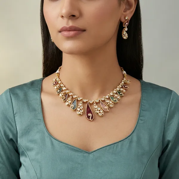 Gold_Plated_Meenakari_Kundan_Choker_Necklace_Set_with_earings