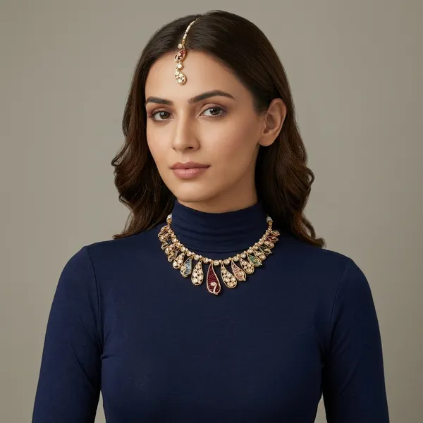 Gold_Plated_Meenakari_Kundan_Choker_Necklace_Set_with_earings