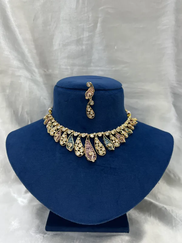 Golden_Meenakari_Kundan_Choker_Necklace_Set_for_Women