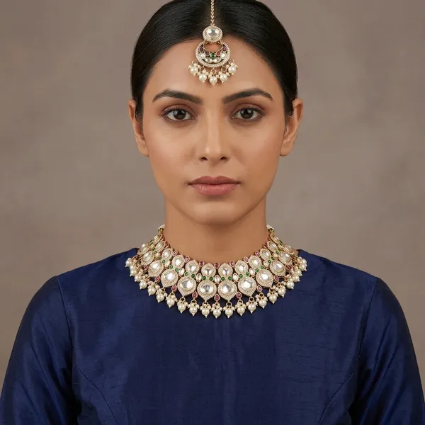 Kundan_Meenakari_Choker_Necklace_Set_with_earings_for_Women