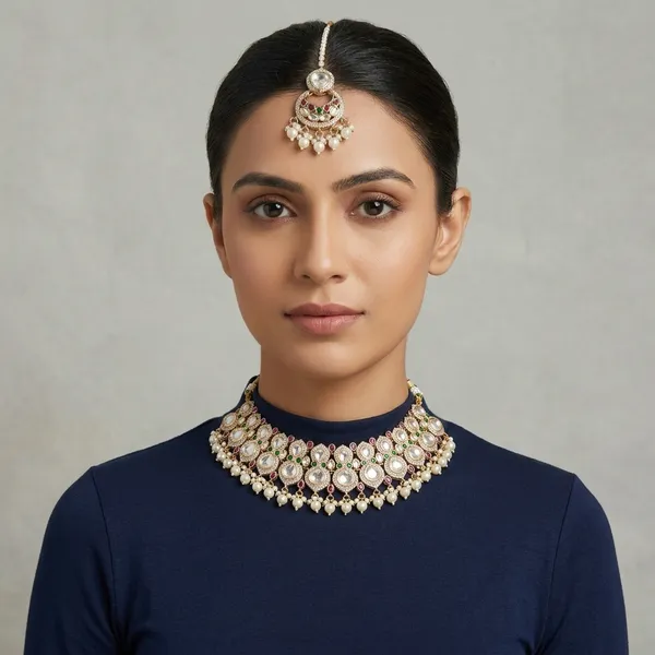 Kundan_Meenakari_Choker_Necklace_Set_with_earings_for_Women