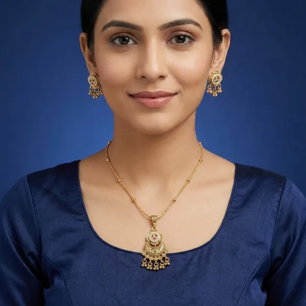 Gold_Plated_Kundan_Pendant_Set_with_Earrings