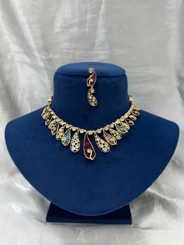 Gold_Plated_Meenakari_Kundan_Choker_Necklace_Set_with_earings