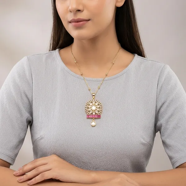 Gold_Plated_Kundan_And_Pink_Stone_Pendant_Necklace