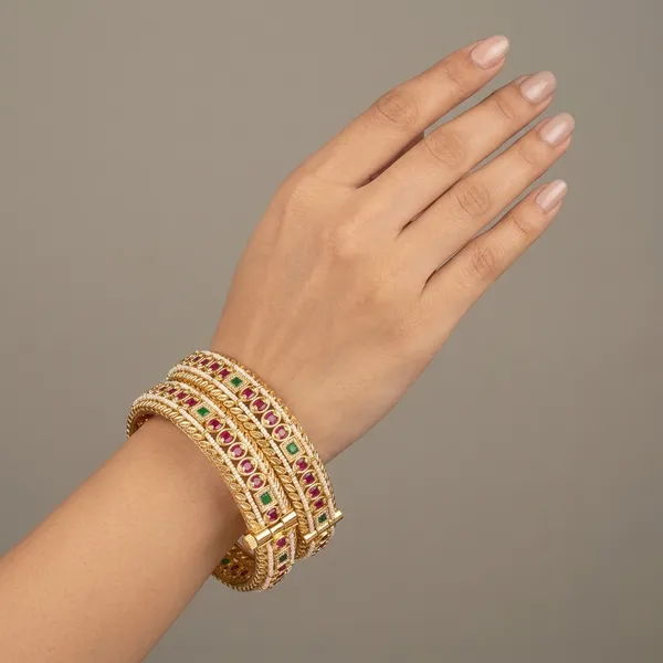 Gold_Plated_Ruby_Emerald_Traditional_Bangles_for_Women