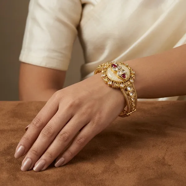 Gold_Plated_Kundan_Meenakari_single_kada_Set_for_Women